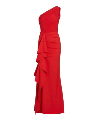 Chiara Boni La Petite Robe Ruched One-Shoulder Ruffle Gown | Thumbnail 1 Chiara Boni La Petite Robe Ruched One-Shoulder Ruffle Gown | Thumbnail 1