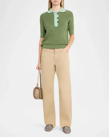 JW Anderson Short-Sleeve Textured Knit Polo Sweater | Thumbnail 2 JW Anderson Short-Sleeve Textured Knit Polo Sweater | Thumbnail 2