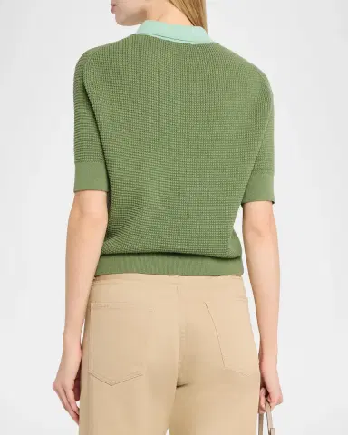 JW Anderson Short-Sleeve Textured Knit Polo Sweater | Thumbnail 3 JW Anderson Short-Sleeve Textured Knit Polo Sweater | Thumbnail 3