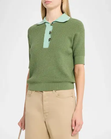JW Anderson Short-Sleeve Textured Knit Polo Sweater | Thumbnail 4 JW Anderson Short-Sleeve Textured Knit Polo Sweater | Thumbnail 4