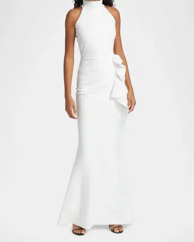 Chiara Boni La Petite Robe Gudrum Halter Ruffle Gown | Thumbnail 2 Chiara Boni La Petite Robe Gudrum Halter Ruffle Gown | Thumbnail 2
