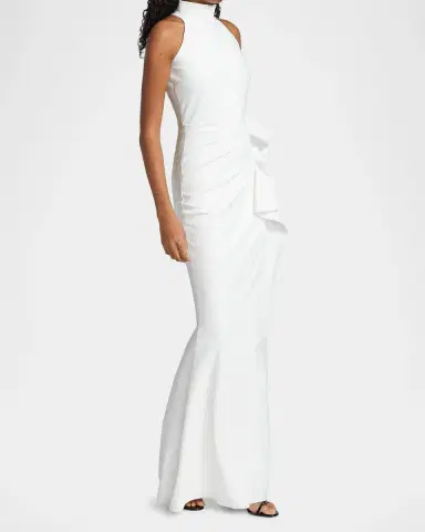 Chiara Boni La Petite Robe Gudrum Halter Ruffle Gown | Thumbnail 6 Chiara Boni La Petite Robe Gudrum Halter Ruffle Gown | Thumbnail 6