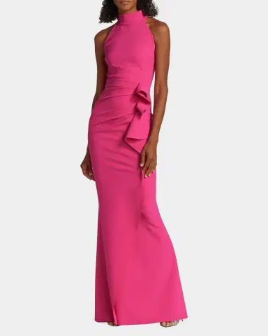 Chiara Boni La Petite Robe Gudrum Halter Ruffle Gown | Thumbnail 4 Chiara Boni La Petite Robe Gudrum Halter Ruffle Gown | Thumbnail 4