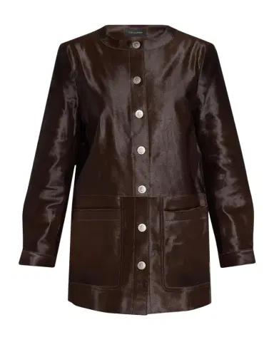 Kobi Halperin Lisa Leather & Calf Hair Button-Front Coat | Thumbnail 1