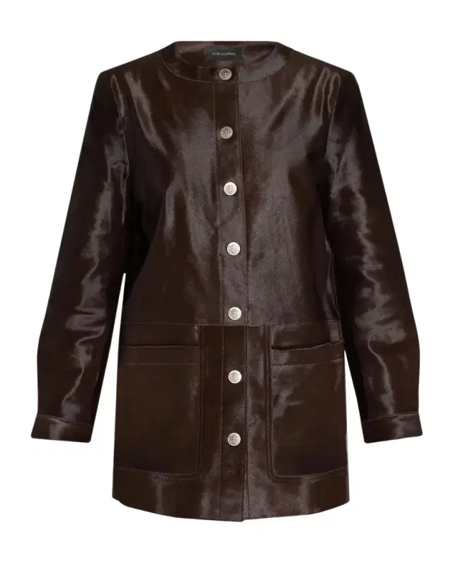 Kobi Halperin Lisa Leather & Calf Hair Button-Front Coat