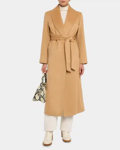 Sofia Cashmere Cashmere Belted Wrap Coat with Pick-Stitched Detail | Thumbnail 2