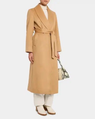 Sofia Cashmere Cashmere Belted Wrap Coat with Pick-Stitched Detail | Thumbnail 4
