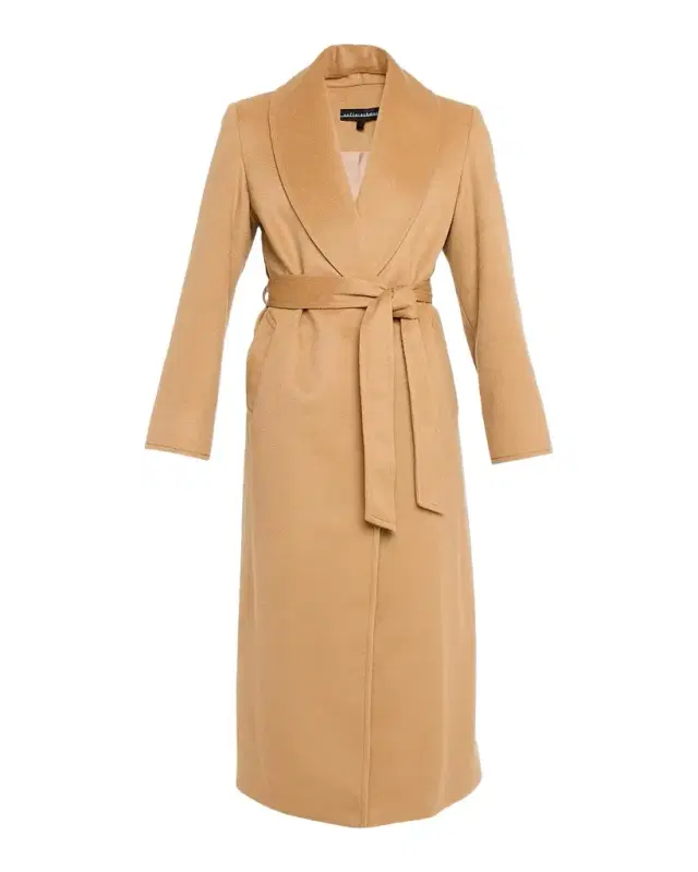 Sofia Cashmere Cashmere Belted Wrap Coat with Pick-Stitched Detail