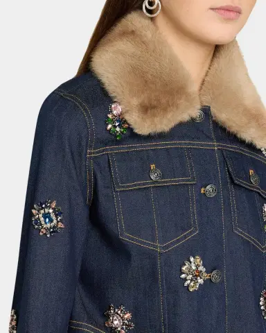 Cinq à Sept Lexie Faux-Fur Collar Denim Jacket | Thumbnail 5 Cinq à Sept Lexie Faux-Fur Collar Denim Jacket | Thumbnail 5