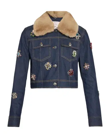 Cinq à Sept Lexie Faux-Fur Collar Denim Jacket | Thumbnail 1 Cinq à Sept Lexie Faux-Fur Collar Denim Jacket | Thumbnail 1