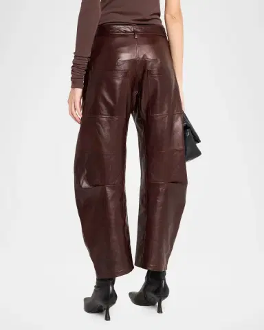 Nili Lotan Shon Leather Barrel-Leg Ankle Pants | Thumbnail 3 Nili Lotan Shon Leather Barrel-Leg Ankle Pants | Thumbnail 3