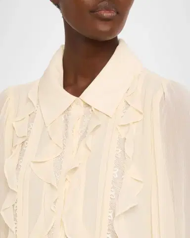 Ramy Brook Claire Ruffle Blouson-Sleeve Silk Blouse | Thumbnail 5