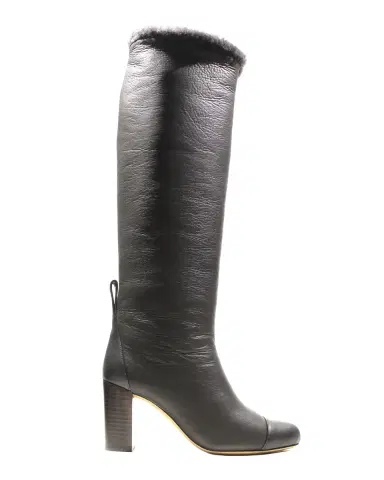 Odissì Lia Shearling-Lined Leather Knee-High Boots | Thumbnail 2