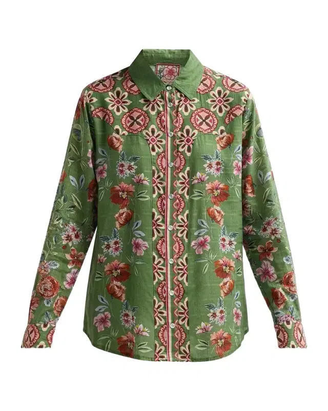 Vintage Western Floral-Print Shirt