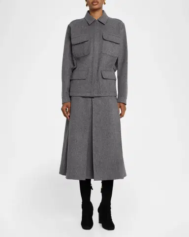 Co Front Pocket Pleated Wool-Cashmere Midi Skirt | Thumbnail 2 Co Front Pocket Pleated Wool-Cashmere Midi Skirt | Thumbnail 2