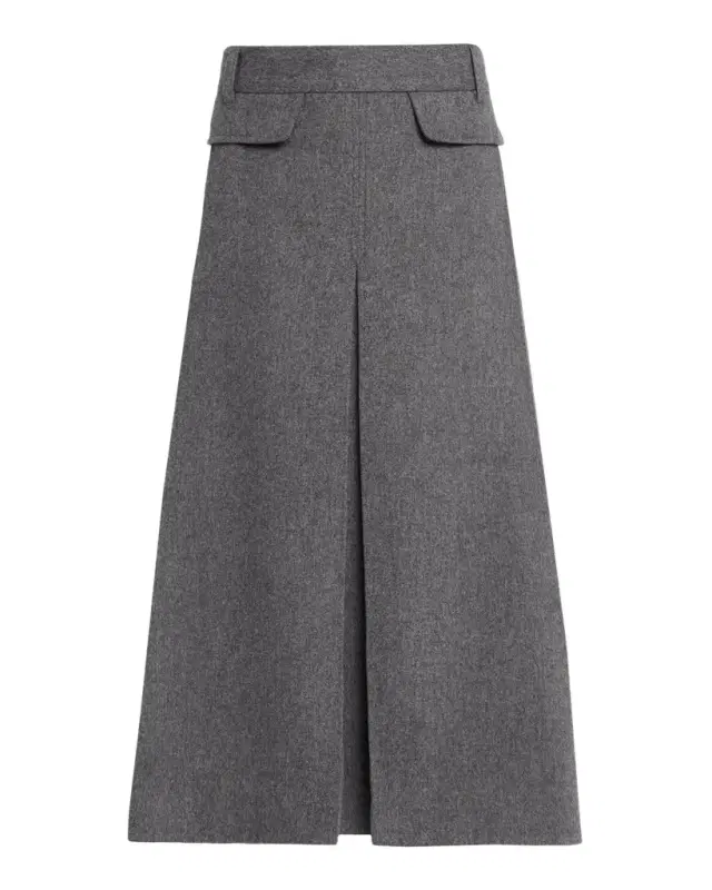 Co Front Pocket Pleated Wool-Cashmere Midi Skirt