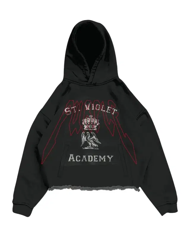 PURPLE Embellished Graphic Cotton Fleece Oversized Hoodie
