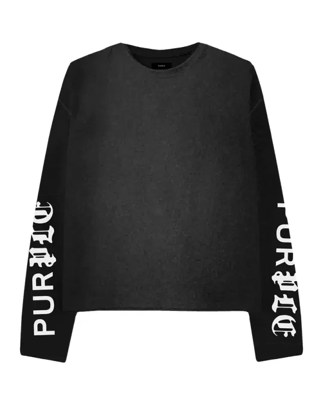 PURPLE Logo Cotton Crop Long-Sleeve T-Shirt