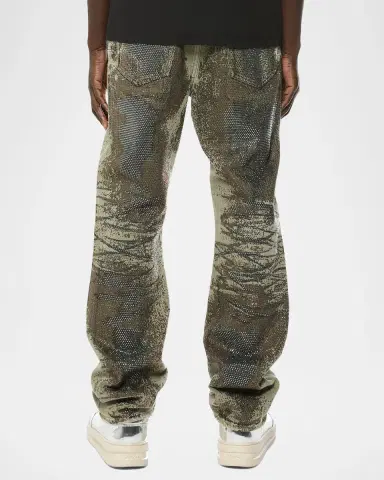 PURPLE Men's Trompe L Oeil Crystal Denim Jeans | Thumbnail 2