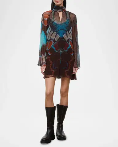 Staud Esther Butterfly High-Neck Mini Dress | Thumbnail 2 Staud Esther Butterfly High-Neck Mini Dress | Thumbnail 2