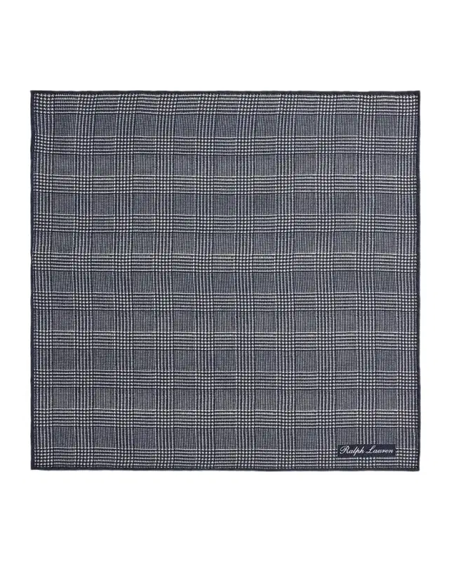 Ralph Lauren Purple Label Men's Plaid Cashmere-Silk Pocket Square