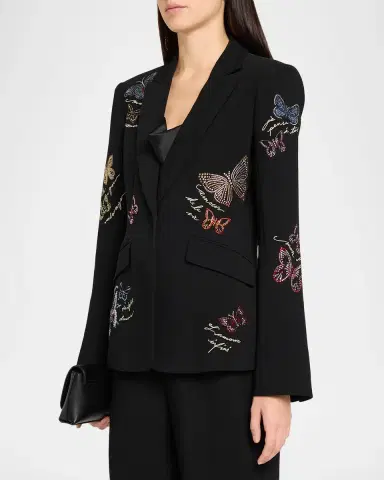 Cinq à Sept Heatset Butterfly Single-Breasted Blazer | Thumbnail 4 Cinq à Sept Heatset Butterfly Single-Breasted Blazer | Thumbnail 4