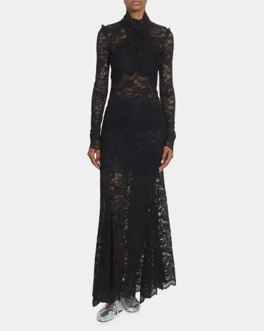 Rabanne Crisscross Mock-Neck Lace Long-Sleeve Top | Thumbnail 4 Rabanne Crisscross Mock-Neck Lace Long-Sleeve Top | Thumbnail 4