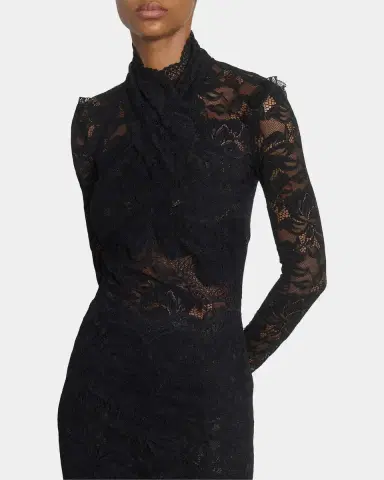 Rabanne Crisscross Mock-Neck Lace Long-Sleeve Top | Thumbnail 5 Rabanne Crisscross Mock-Neck Lace Long-Sleeve Top | Thumbnail 5