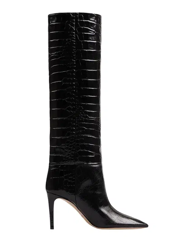 Paris Texas 85mm Mock-Croc Stiletto Knee Boots