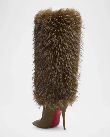 Christian Louboutin 100mm Yangzee Faux Fur Leather Knee-High Boots | Thumbnail 2 Christian Louboutin 100mm Yangzee Faux Fur Leather Knee-High Boots | Thumbnail 2