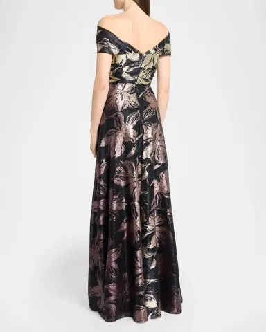 Talbot Runhof Autumn Leaf Ombre Voile Off-The-Shoulder Gown | Thumbnail 3 Talbot Runhof Autumn Leaf Ombre Voile Off-The-Shoulder Gown | Thumbnail 3