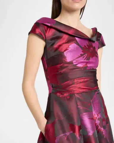 Talbot Runhof Hibiscus Jacquard Twisted High-Neck Ball Gown | Thumbnail 5 Talbot Runhof Hibiscus Jacquard Twisted High-Neck Ball Gown | Thumbnail 5