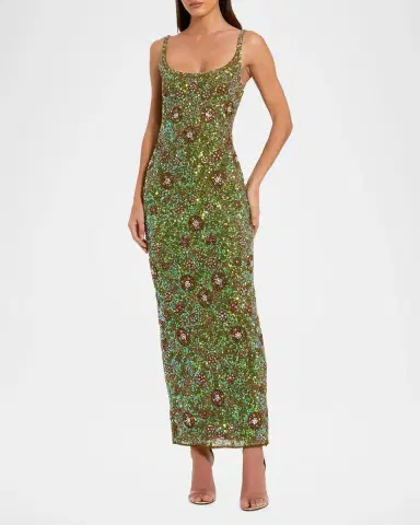 Mac Duggal Floral Beaded Cocktail Sheath Dress | Thumbnail 2 Mac Duggal Floral Beaded Cocktail Sheath Dress | Thumbnail 2