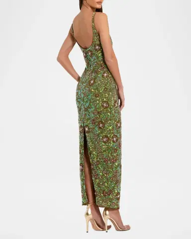 Mac Duggal Floral Beaded Cocktail Sheath Dress | Thumbnail 3 Mac Duggal Floral Beaded Cocktail Sheath Dress | Thumbnail 3