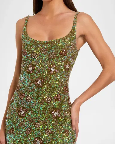 Mac Duggal Floral Beaded Cocktail Sheath Dress | Thumbnail 4 Mac Duggal Floral Beaded Cocktail Sheath Dress | Thumbnail 4