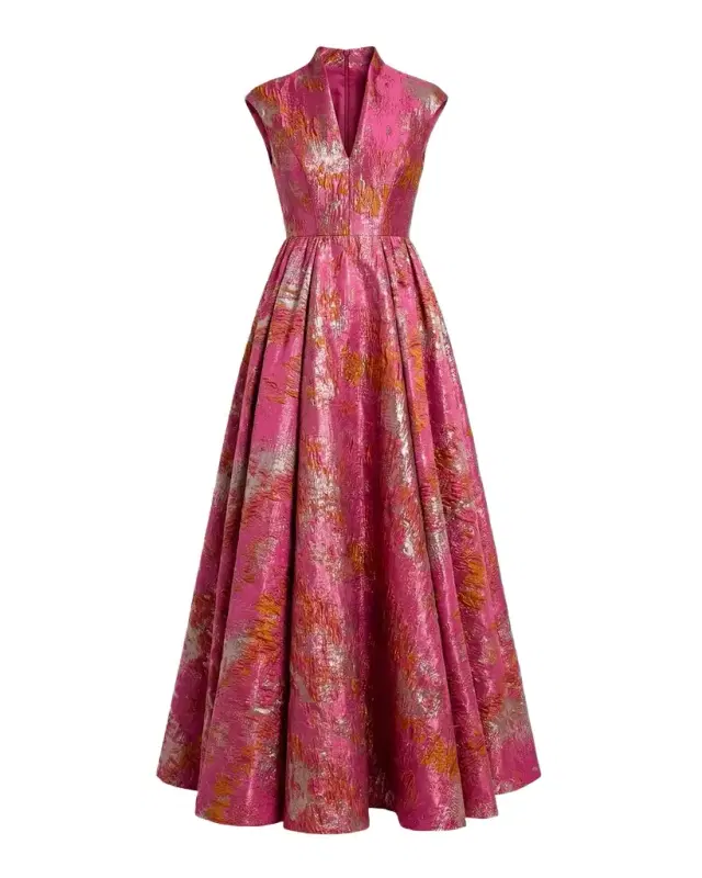 Brocade Sleeveless Fit && Flare Gown
