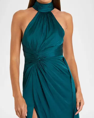Mac Duggal Halterneck Open-Back Satin Gown | Thumbnail 4 Mac Duggal Halterneck Open-Back Satin Gown | Thumbnail 4