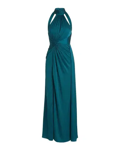 Mac Duggal Halterneck Open-Back Satin Gown | Thumbnail 1 Mac Duggal Halterneck Open-Back Satin Gown | Thumbnail 1