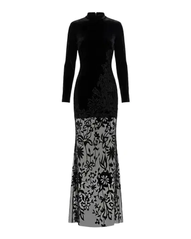 Mac Duggal Floral Mixed-Media Long-Sleeve Gown | Thumbnail 1 Mac Duggal Floral Mixed-Media Long-Sleeve Gown | Thumbnail 1