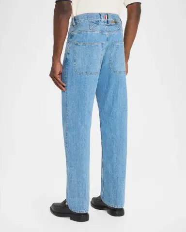 Thom Browne Men's Washed Selvedge Denim Straight-Leg Jeans | Thumbnail 3 Thom Browne Men's Washed Selvedge Denim Straight-Leg Jeans | Thumbnail 3