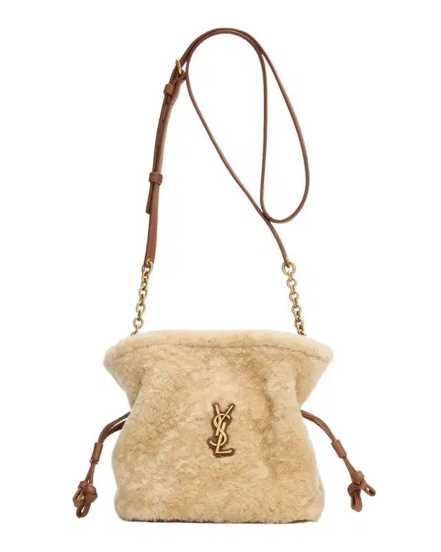 Saint Laurent Jamie Mini YSL Shearling & Leather Shoulder Bag