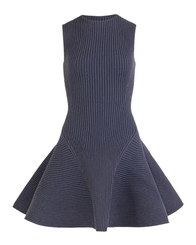 Alaïa Sleeveless English Rib Mini Skater Dress