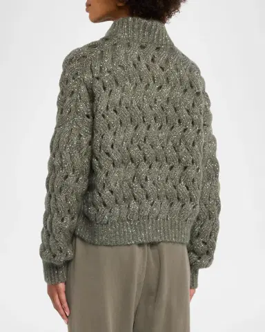 Brunello Cucinelli Ocean Waves Diamante Mohair Cardigan | Thumbnail 3 Brunello Cucinelli Ocean Waves Diamante Mohair Cardigan | Thumbnail 3