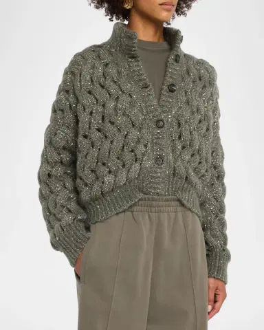 Brunello Cucinelli Ocean Waves Diamante Mohair Cardigan | Thumbnail 4 Brunello Cucinelli Ocean Waves Diamante Mohair Cardigan | Thumbnail 4