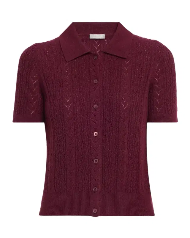 Neiman Marcus Pointelle-Knit Cashmere Polo