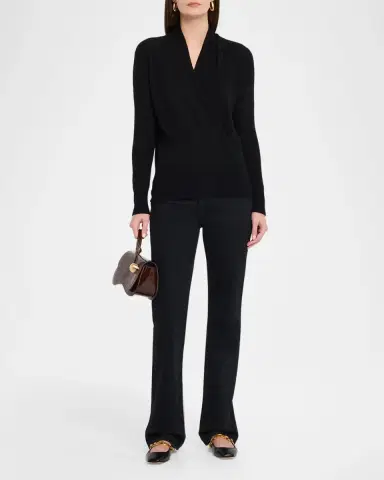 Neiman Marcus Wrap-Front Cashmere Top | Thumbnail 2 Neiman Marcus Wrap-Front Cashmere Top | Thumbnail 2