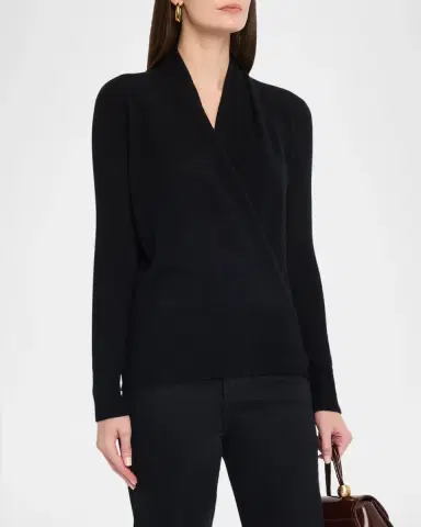 Neiman Marcus Wrap-Front Cashmere Top | Thumbnail 4 Neiman Marcus Wrap-Front Cashmere Top | Thumbnail 4