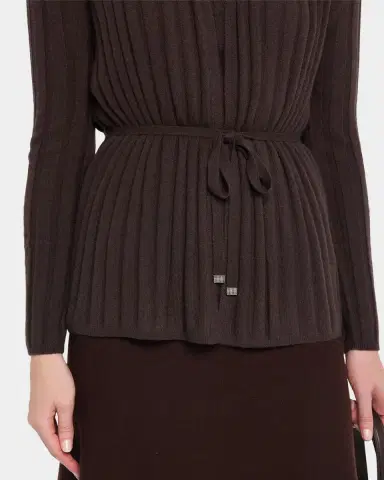 Neiman Marcus Cashmere Ribbed Wrap-Front Cardigan | Thumbnail 5 Neiman Marcus Cashmere Ribbed Wrap-Front Cardigan | Thumbnail 5