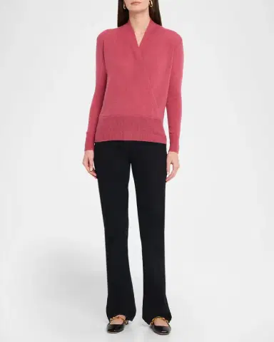 Neiman Marcus Wrap-Front Cashmere Top | Thumbnail 2 Neiman Marcus Wrap-Front Cashmere Top | Thumbnail 2