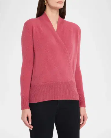 Neiman Marcus Wrap-Front Cashmere Top | Thumbnail 4 Neiman Marcus Wrap-Front Cashmere Top | Thumbnail 4